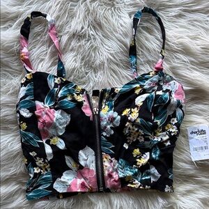 💐FLORAL ZIP CROP TOP💗